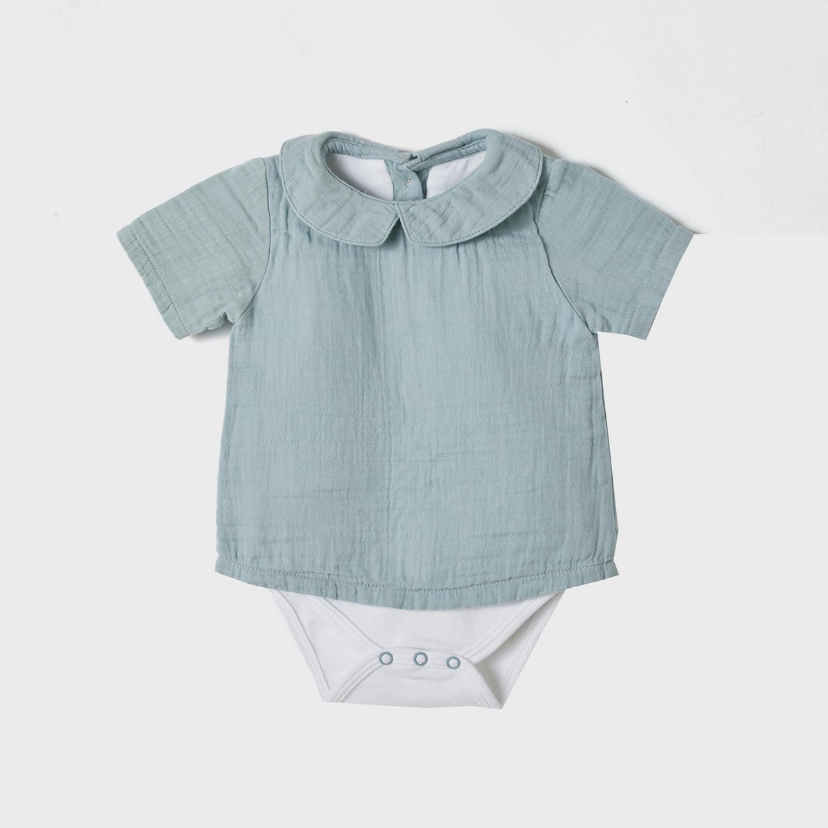 Aqua Bio Musselin Hemdbody für Jungen, weicher Baby Body aus 100% Bio-Baumwolle.