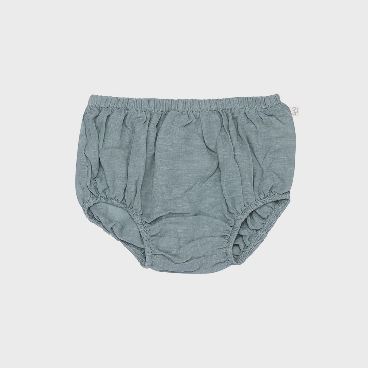 Blauer Bio Baby Bloomer aus Hanf und Bio-Baumwolle, weich und atmungsaktiv.