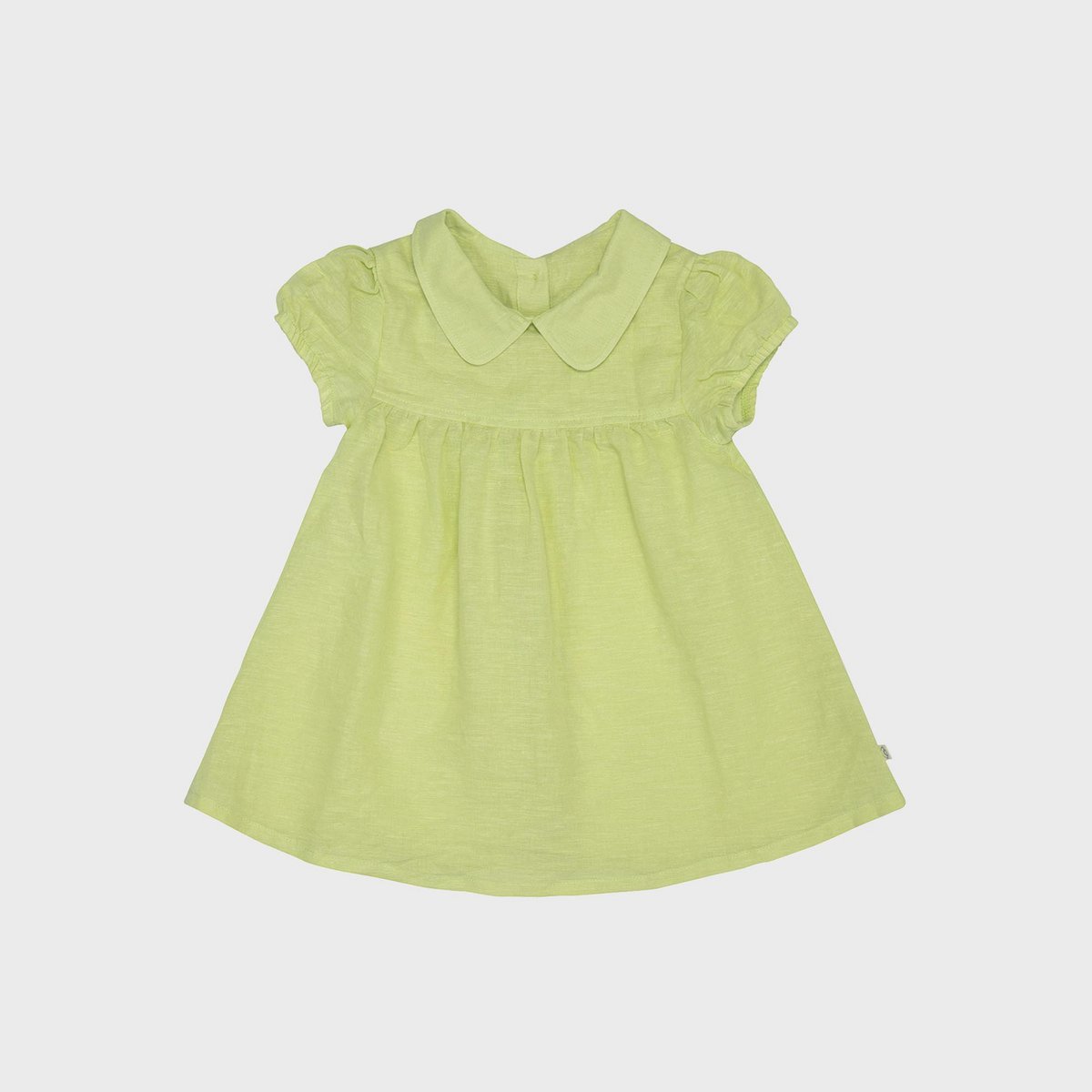 Bio Babykleid Apfelgrün – Hanf-Baumwoll-Mix mit Peter Pan Kragen – Detailansicht 3