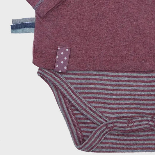 Organischer Baby Langarm T-Shirt Body Bordeaux – Detailansicht 2