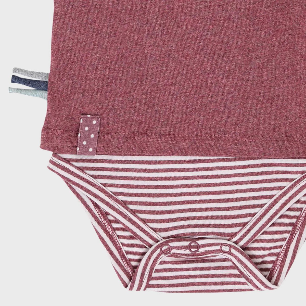 Bio Baumwolle Baby Kurzarm T-Shirt Body Bordeaux – Detailansicht 6