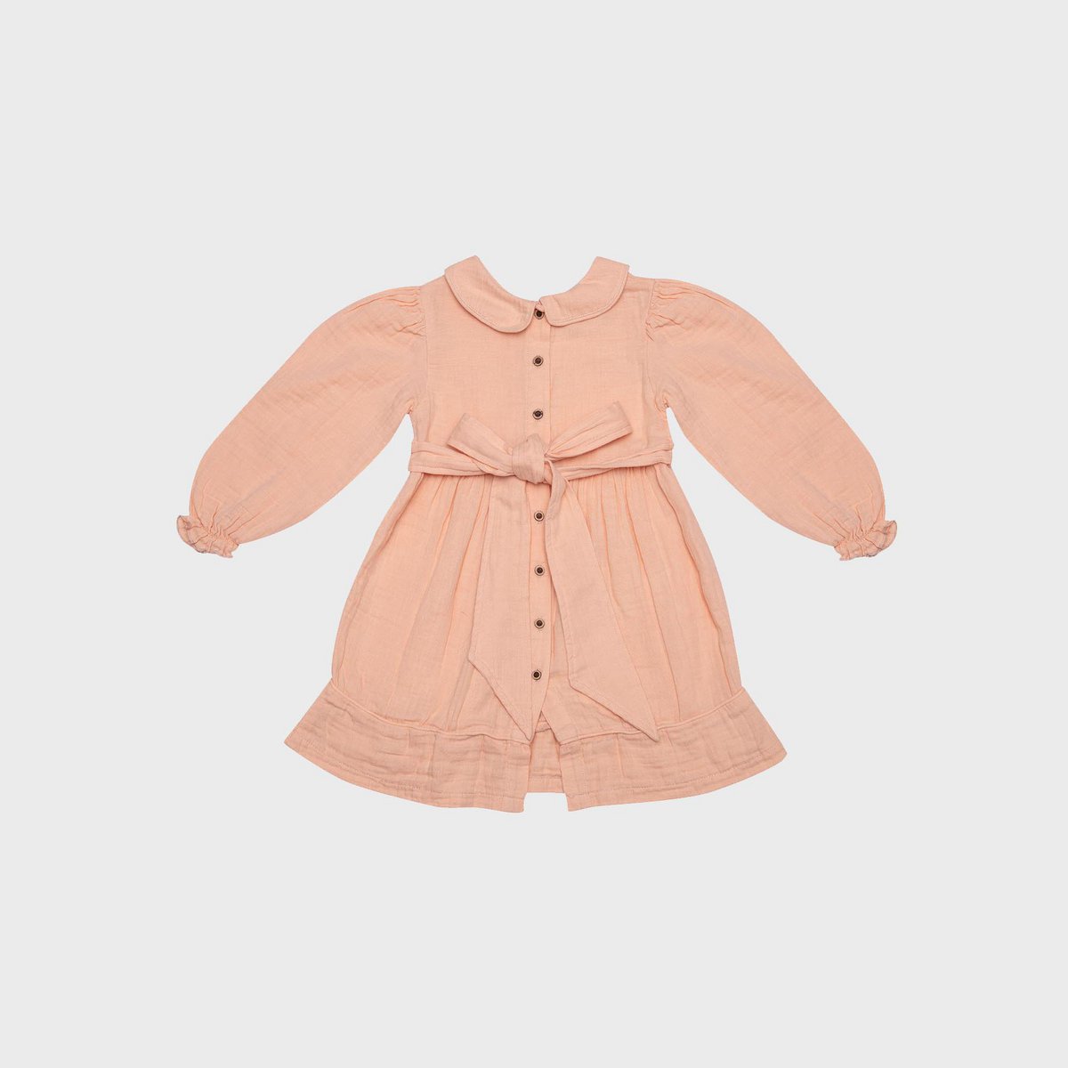 Bio-Musselin Babykleid Lachsfarben mit Peter-Pan-Kragen – Detailansicht 6