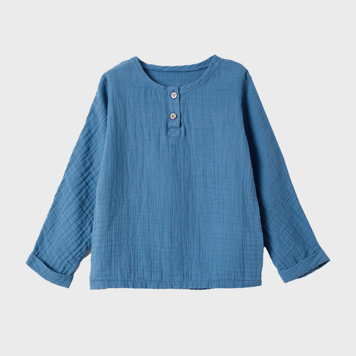 Maglietta a maniche lunghe in mussola biologica per neonati indaco | Cotone biologico sostenibile per neonati & bambino che fa i primi passi