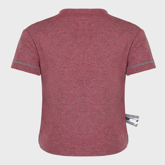 Bio Baby Kurzarm T-Shirt Bordeaux – Ripp-Design – Detailansicht 2