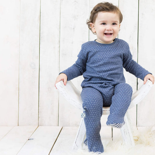 OrganicEra Bio-Schlafanzug für Babys mit Füßen, Indigo