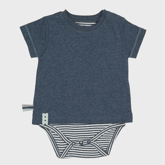 Bio-Baumwoll Baby Kurzarm T-Shirt Body Indigo Melange – Detailansicht 2