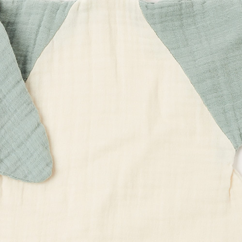 Bio Musselin Entenspielzeug Weiß Mint – Kuscheltier & Greifling für Babys – Detailansicht 2
