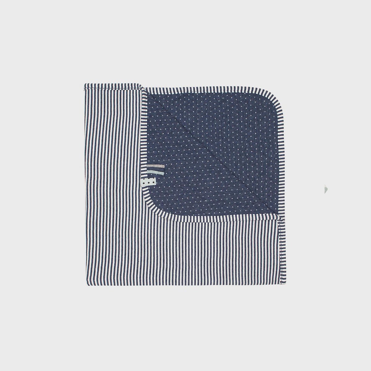 Kuschelige Bio Babydecke Indigo Melange aus Bio-Baumwolle, Wendedecke 80x80 cm für Kinderwagen und Wiege.