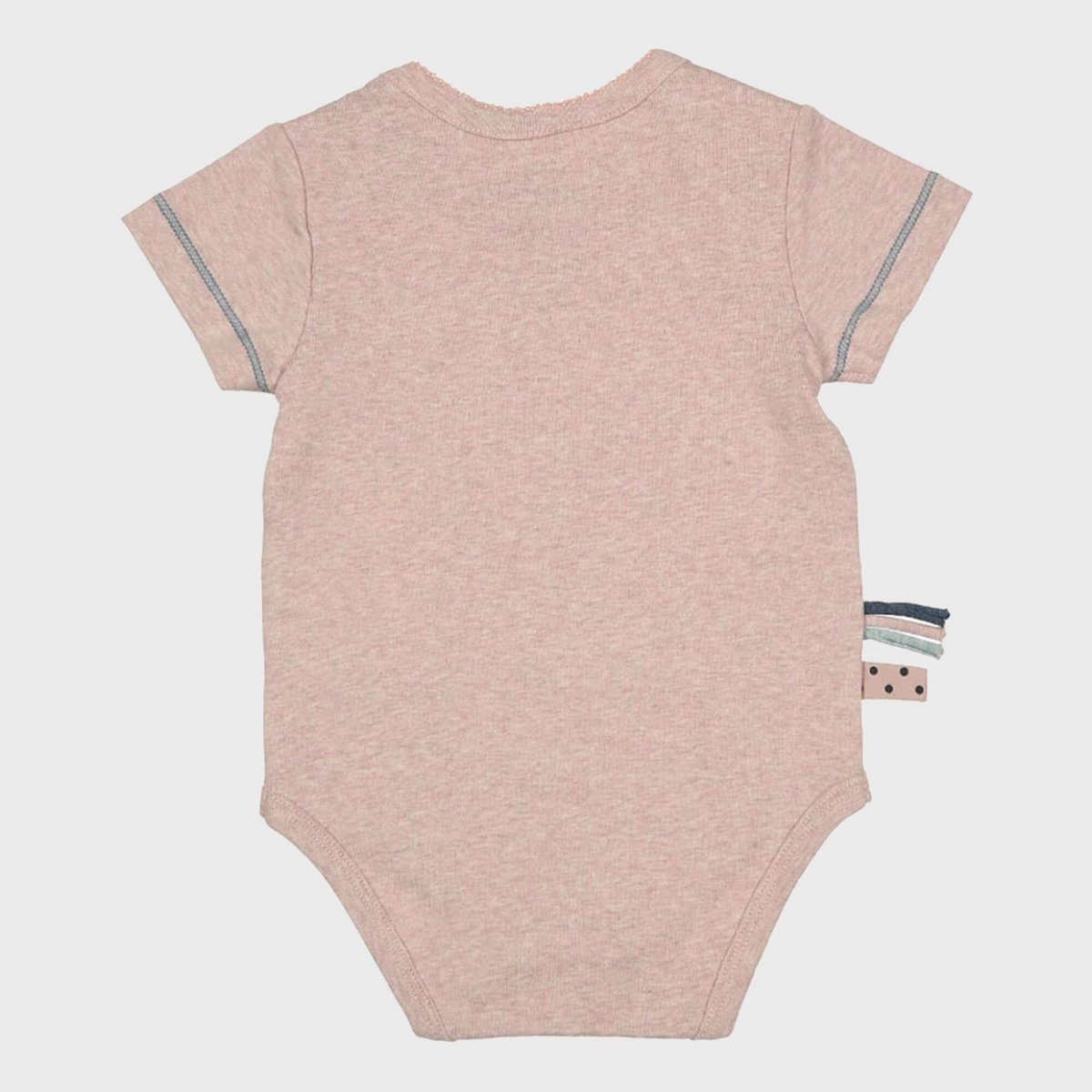 Body biologico a maniche corte per neonato realizzato in morbido ed elastico cotone biologico rosa melange