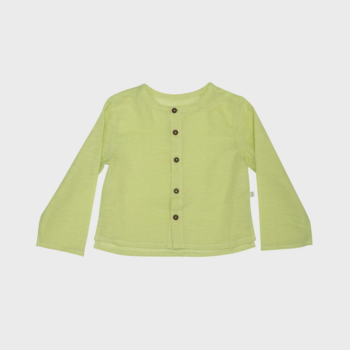 Bio Babyjacke in Apfelgrün aus Hanf und Bio-Baumwolle.