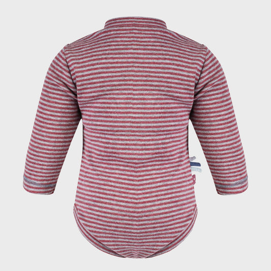 Bio Baby Langarm Kimono Body Bordeaux Gestreift – Detailansicht 2