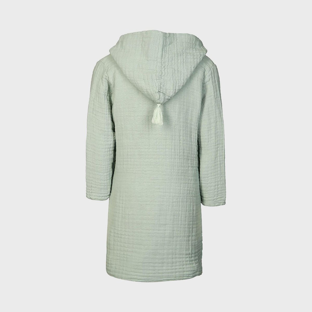 Accappatoio per bambini in mussola biologica assorbente menta 7-8 anni con cappuccio