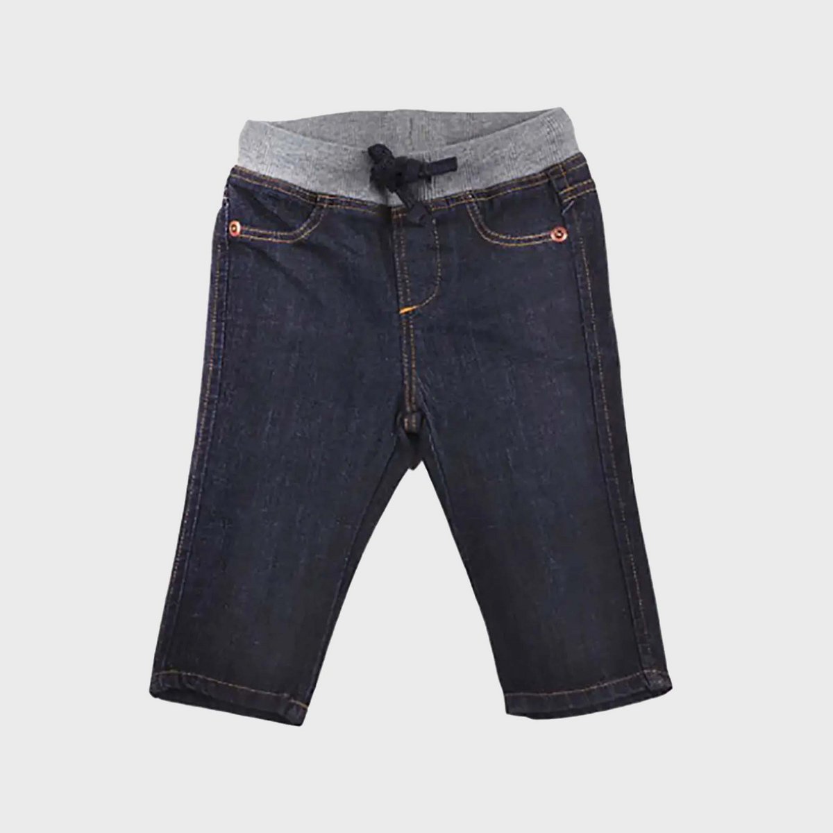 GOTS Bio-Denim Babyhose aus weicher Bio-Baumwolle mit geripptem Bund.