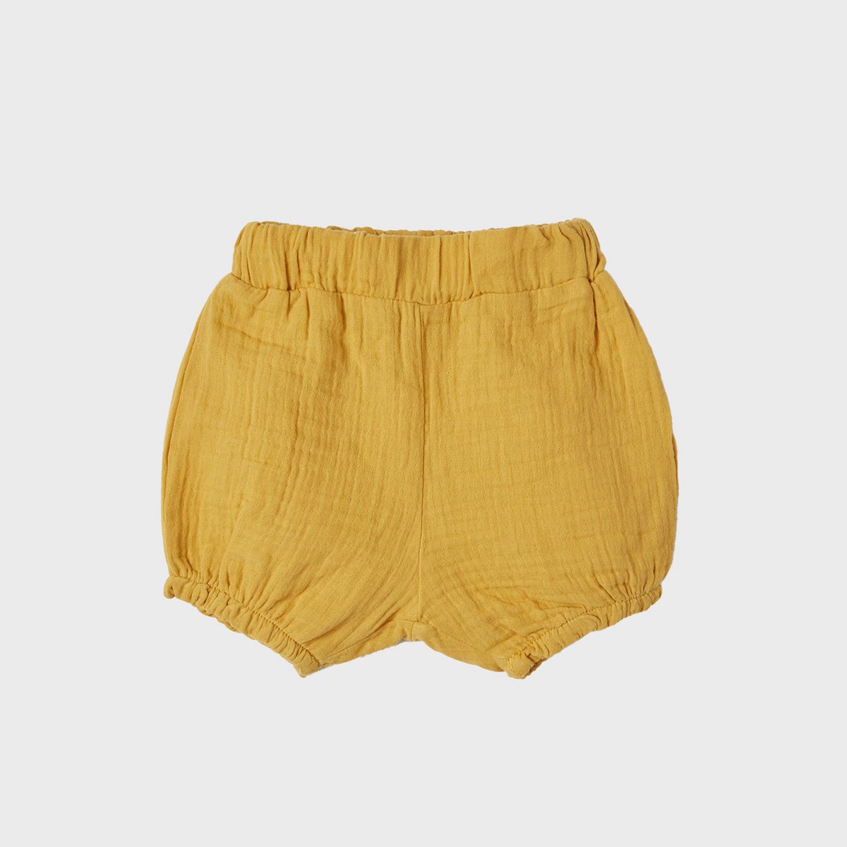Senfgelbe Bio Musselin Baby Bloomer Shorts