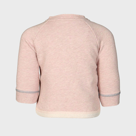 Bio Baby Sweatshirt Rosa Melange – Pullover mit Druckknöpfen – Detailansicht 2