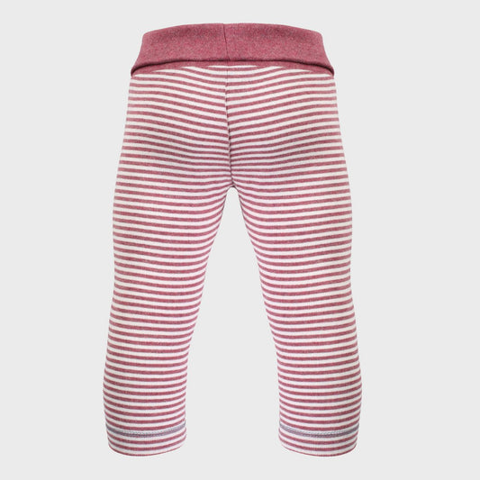 Bio Baby Leggings Bordeaux Ecru Gestreift – Unisex – Detailansicht 2