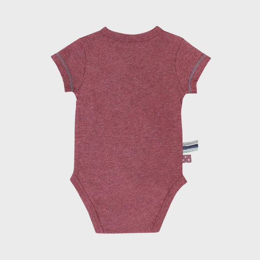 Bio-Baumwolle Baby Wickelbody Kurzarm Bordeaux – Detailansicht 2