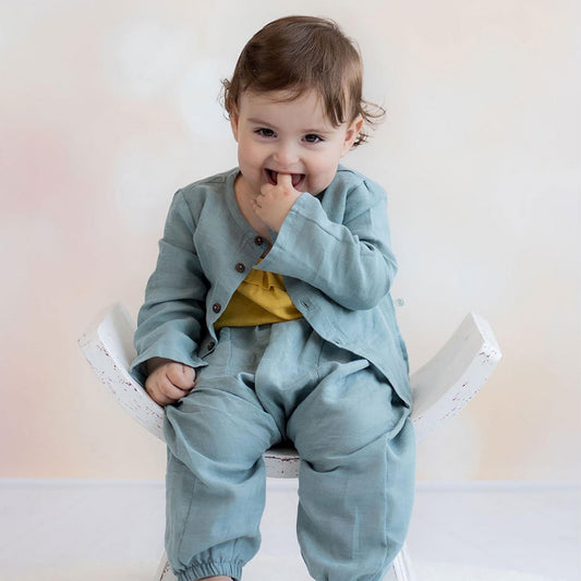 Bio Hanf-Baumwoll Babyjacke Blau – Detailansicht 2