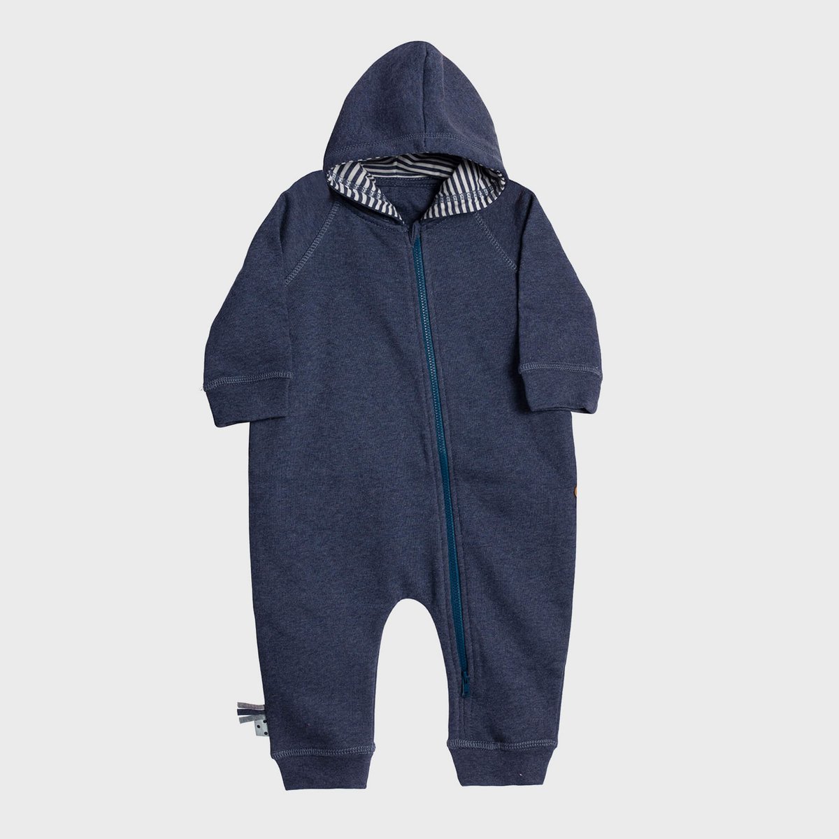 Bio Baby Kapuzenoverall mit Reißverschluss Indigo – Detailansicht 4