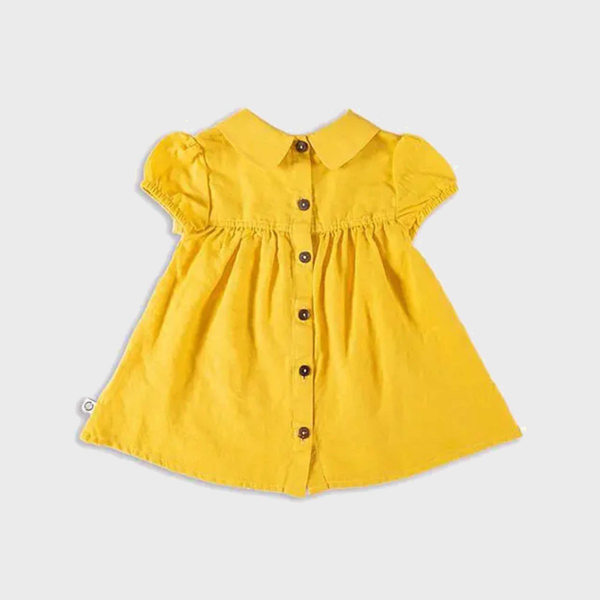 Bio Baumwoll Hanf Babykleid Senf – Detailansicht 2