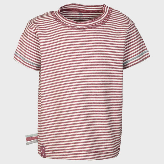Bio Baumwoll Baby Kurzarmshirt Bordeaux gestreift – Detailansicht 2