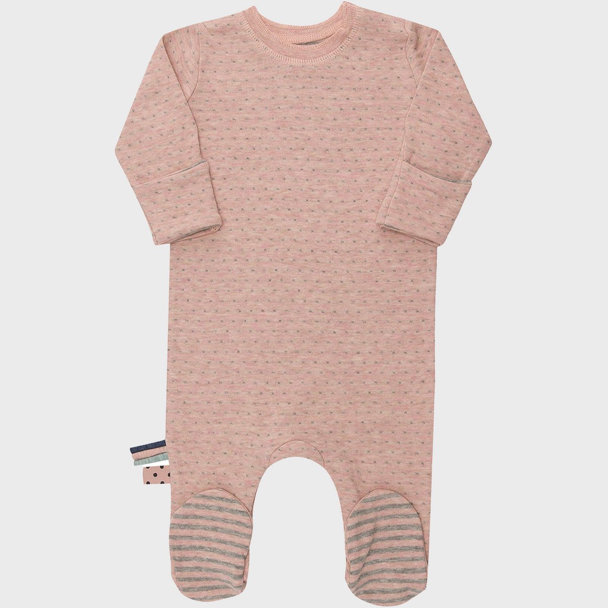 Bio Baby Schlafanzug Rosa Gepunktet mit Füßen – Detailansicht 4