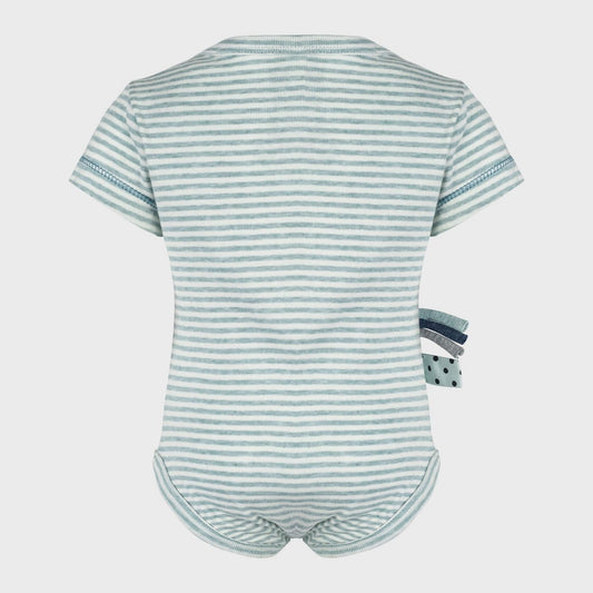 Bio Baby Kurzarm Body Aqua Gestreift – Bio-Baumwolle – Detailansicht 2