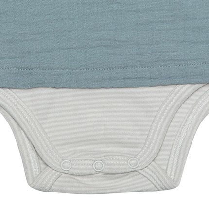 Jungen Bio Musselin Bodysuit Aqua | Hemdbody Langarm Strampler Baby