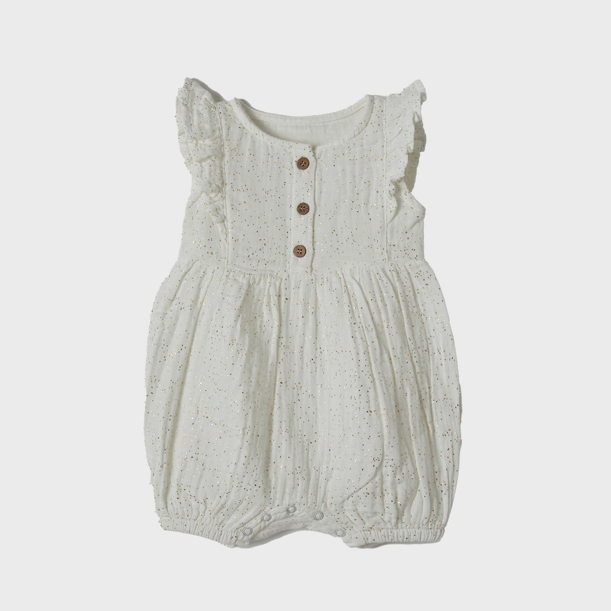 Bio Baby Strampler aus Musselin Weiß mit Rüschen & Glitzer – Detailansicht 5