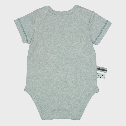 Bio Baby Kurzarm Body Aqua – Bio-Baumwolle mit Schlupfausschnitt – Detailansicht 2