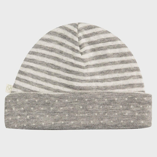 Bio Babymütze Grau Reversibel aus 100% Bio-Baumwolle – Detailansicht 2