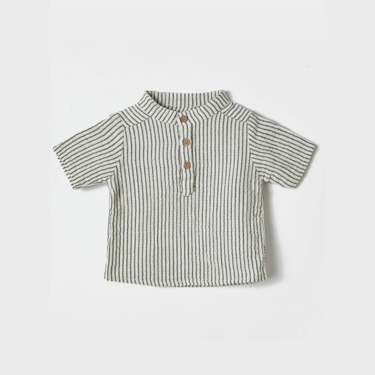 Graues Bio Musselin Kurzarm Hemd aus Bio-Baumwolle für Baby & Kind.