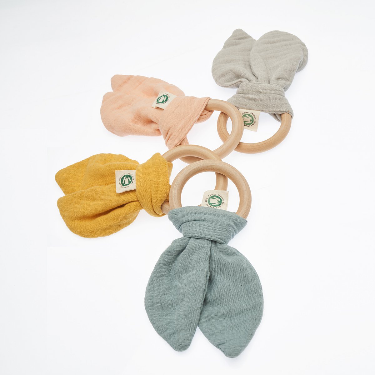 Baby Bio Beißring aus Musselin & Holz Senf – Zahnungshilfe – Detailansicht 3