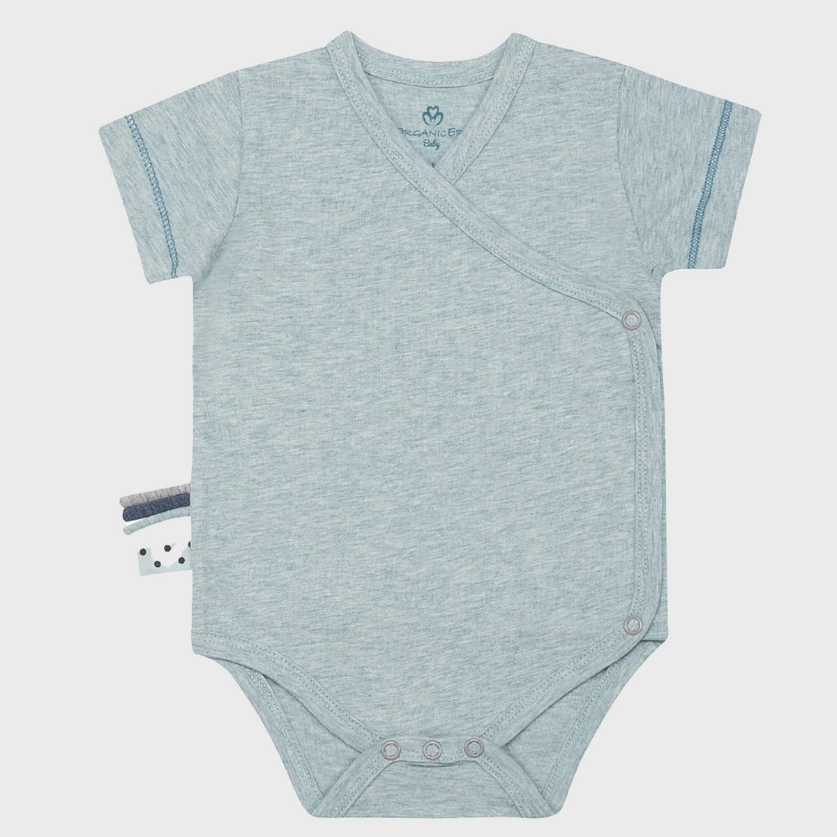 Bio Baby Kurzarm Kimono Body Aqua Melange – Detailansicht 2