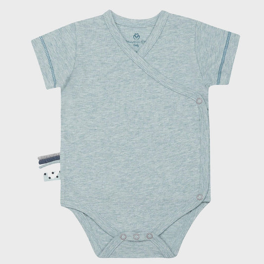 Bio Baby Kurzarm Kimono Body Aqua Melange – Detailansicht 2