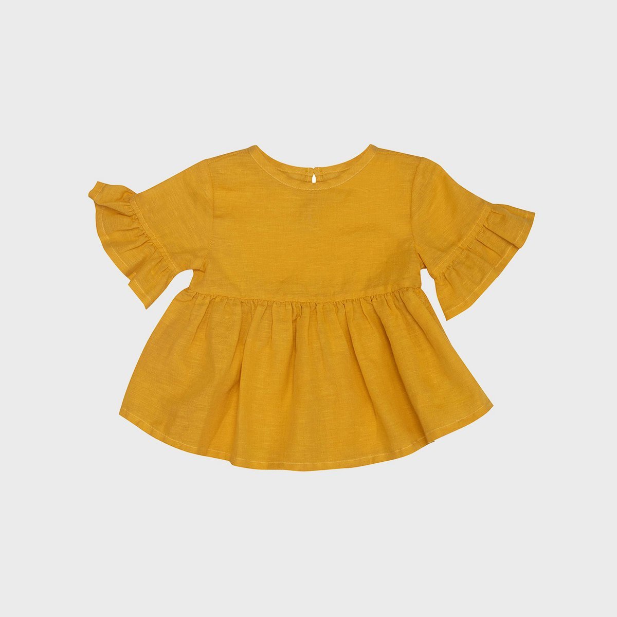 Babybluse Senf aus Bio-Hanf-Baumwolle, atmungsaktiv für den Sommer