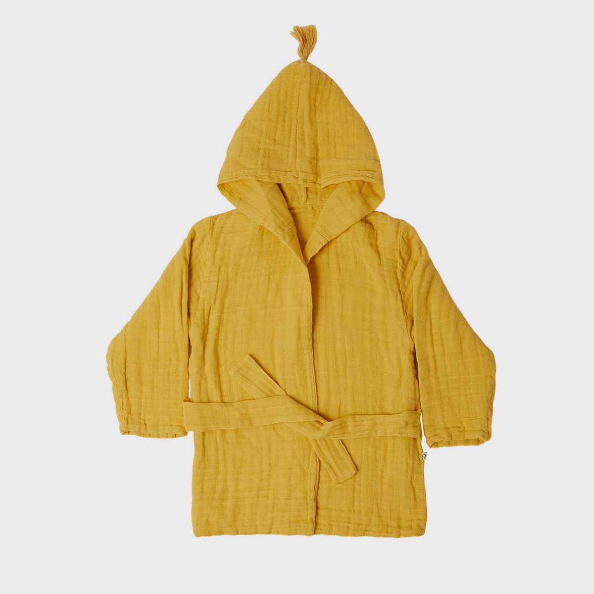 Bio Musselin Kinderbademantel mit Kapuze – 3-4 Jahre, Senfgelb, Weich & Saugfähig