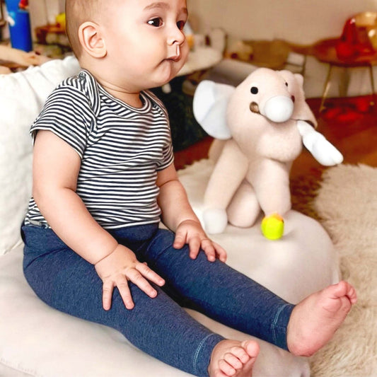 Bio Baby Kurzarm Body Indigo Gestreift – Bio-Baumwolle – Detailansicht 2
