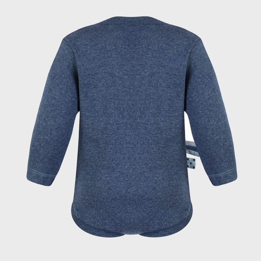 Langarm Bio Baby Body Indigo – Elastischer Rippenstoff – Detailansicht 2
