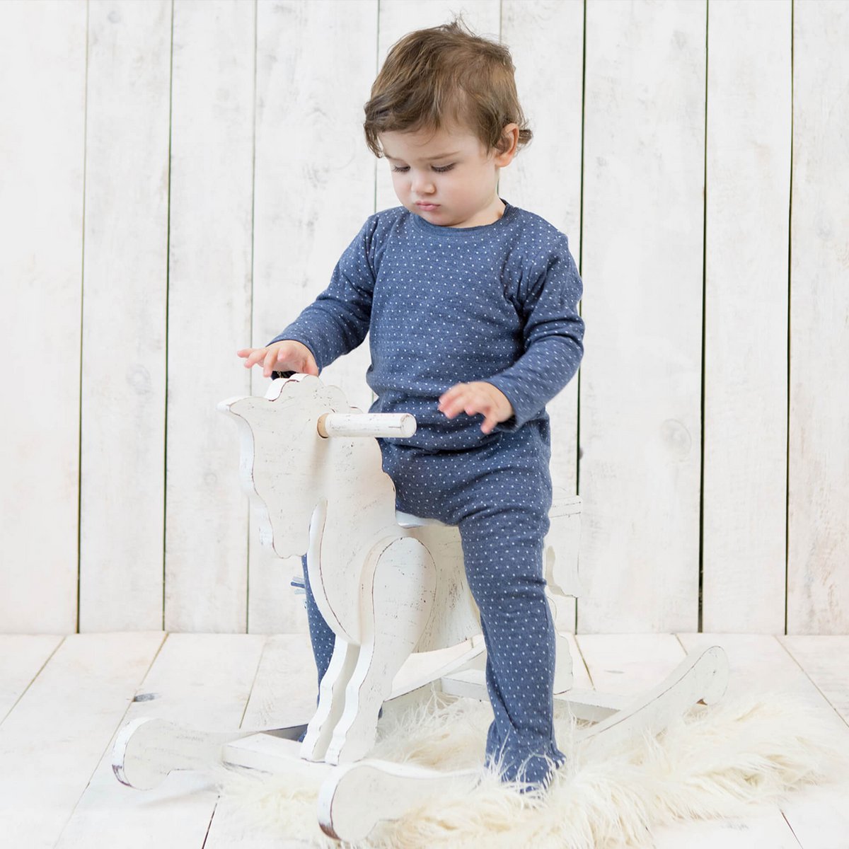 OrganicEra Bio-Schlafanzug für Babys mit Füßen, Indigo