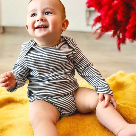 OrganicEra Bio-Baby-L/S-Body, Indigo gestreift
