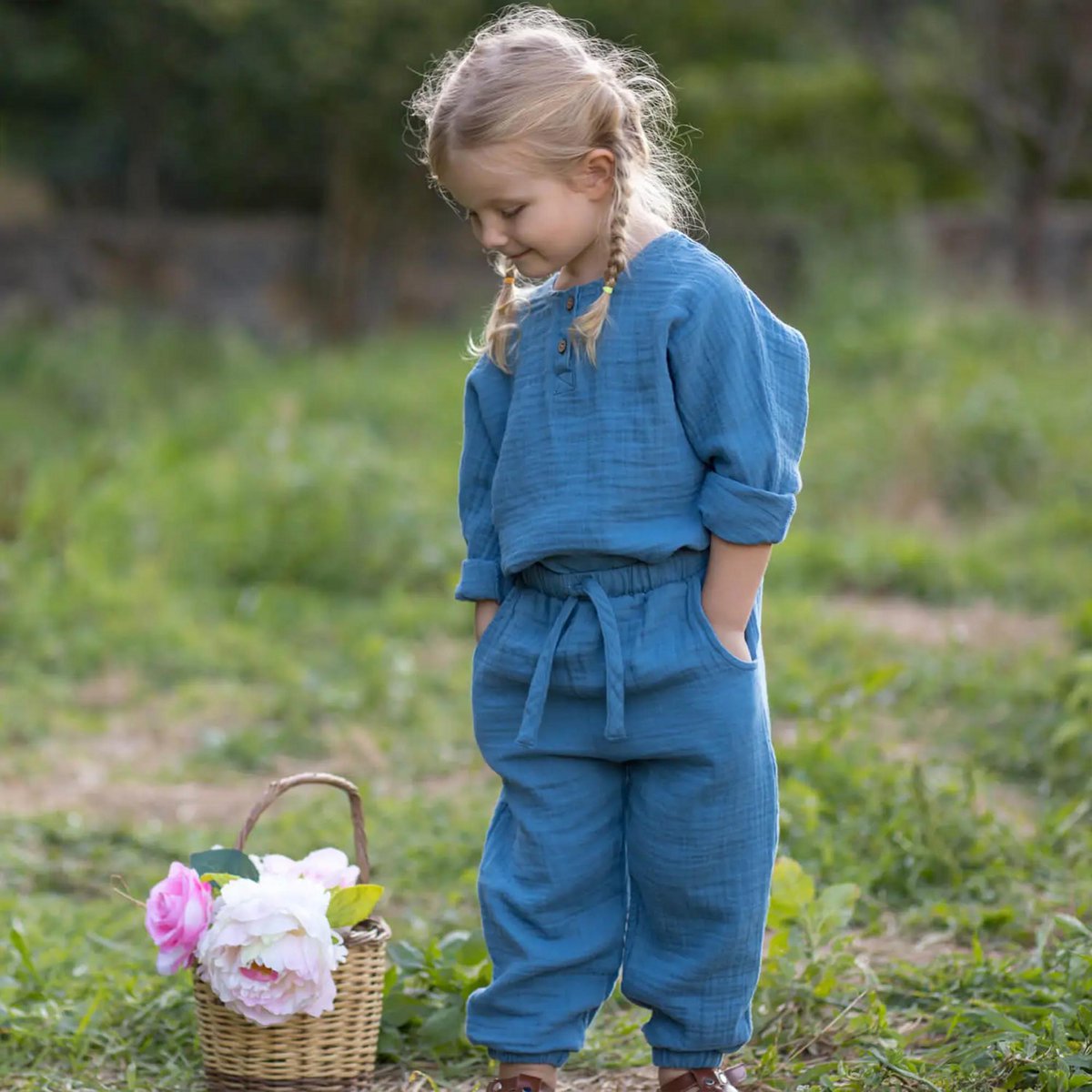 OrganicEra Bio-Musselin-Kinderoberteil, Indigo