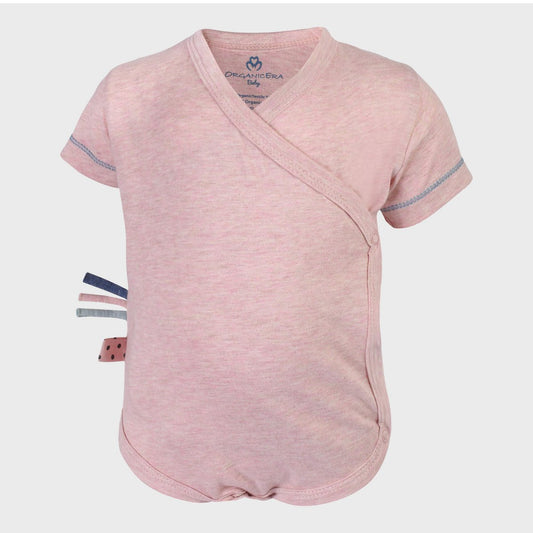 Bio Baumwoll Baby Kimono Body Kurzarm in Rose.