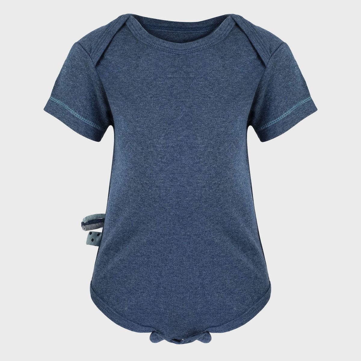 Indigo Bio Baby Kurzarm Body aus weicher Bio-Baumwolle.