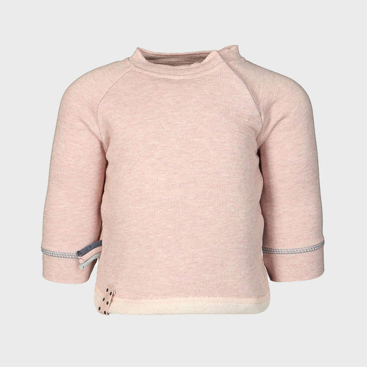 Bio Baby Sweatshirt Rosa Melange mit Druckknöpfen aus Bio-Baumwolle.