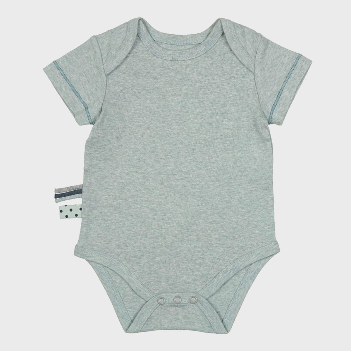 Aqua Bio Baby Kurzarm Body aus weicher Bio-Baumwolle mit Schlupfausschnitt.