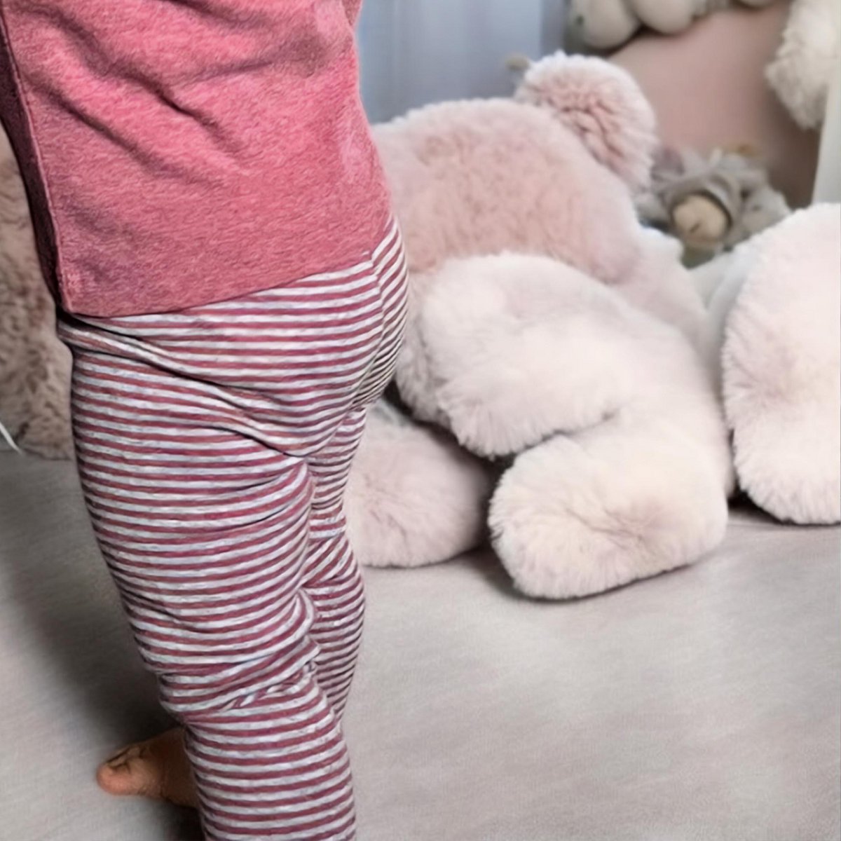 OrganicEra Bio-Baby-Leggings, Bordeaux – Grau gestreift