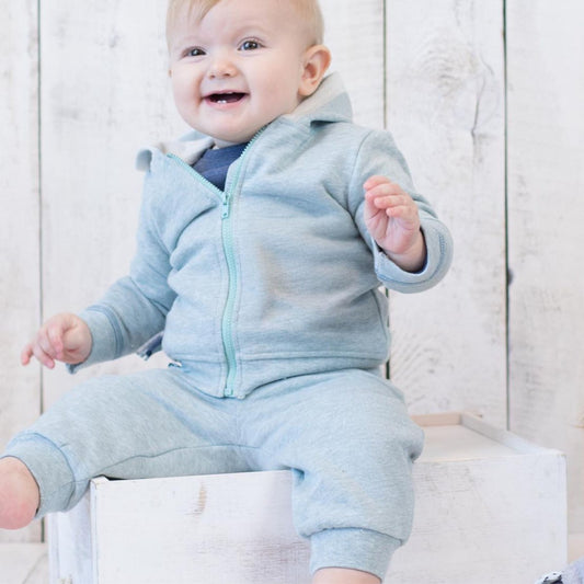 Bio Baby Kapuzenjacke Aqua – Sweatjacke mit gebürstetem Fleece – Detailansicht 2