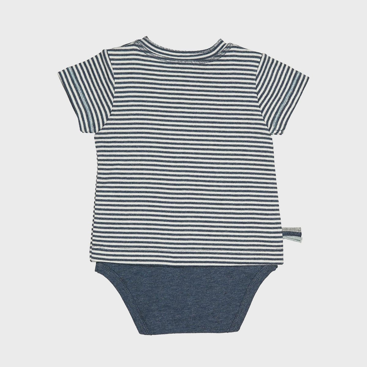 Body biologico a maniche corte per bebè a righe indaco | Morbido cotone con bottoni automatici