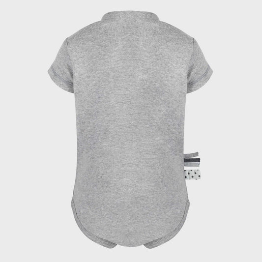 Bio Baby Body Kurzarm Grau – Baumwoll Ripp mit Schlupfausschnitt – Detailansicht 2
